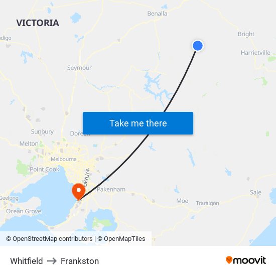 Whitfield to Frankston map