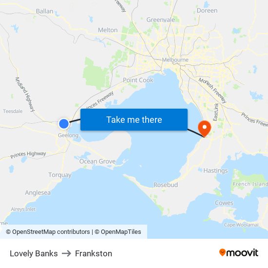 Lovely Banks to Frankston map