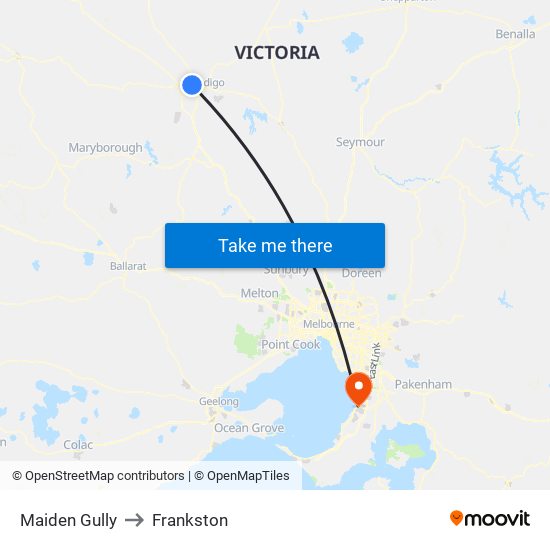 Maiden Gully to Frankston map