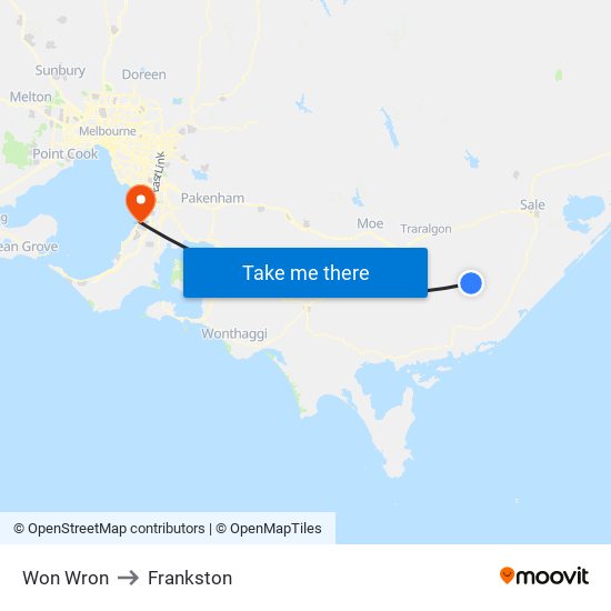 Won Wron to Frankston map