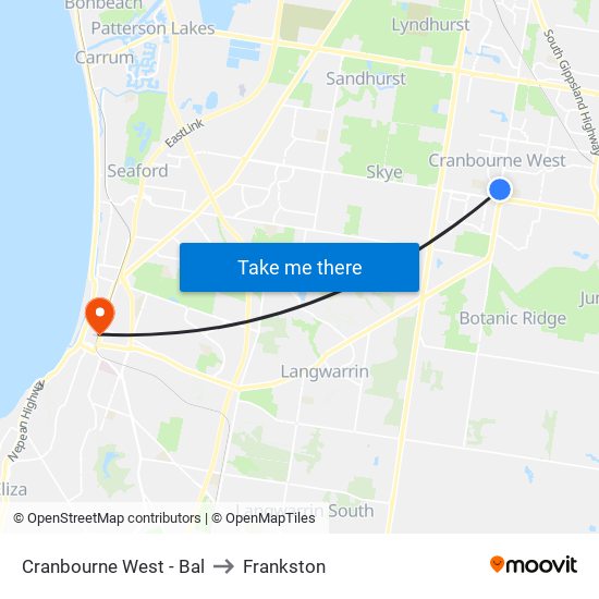 Cranbourne West - Bal to Frankston map