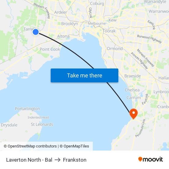 Laverton North - Bal to Frankston map