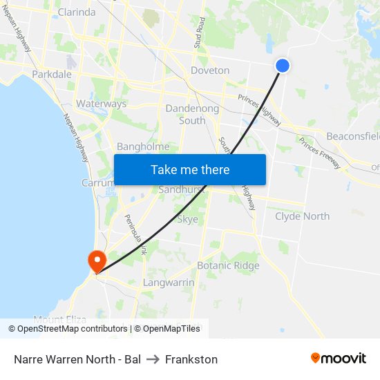 Narre Warren North - Bal to Frankston map