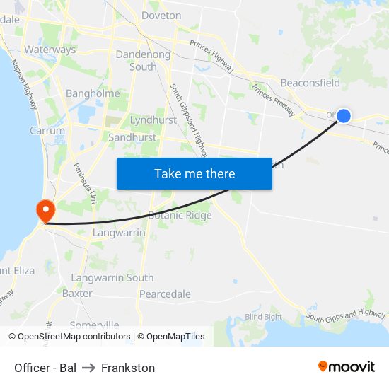 Officer - Bal to Frankston map