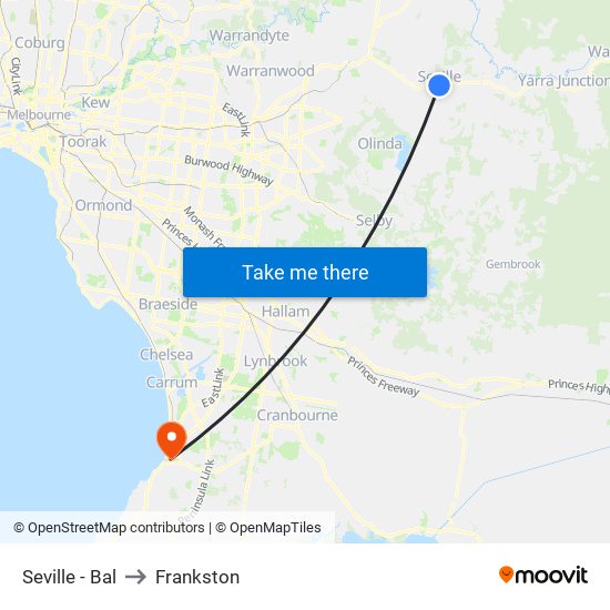 Seville - Bal to Frankston map