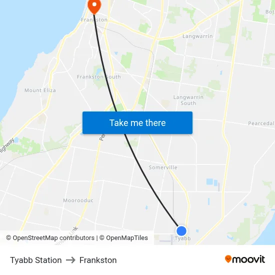 Tyabb Station to Frankston map