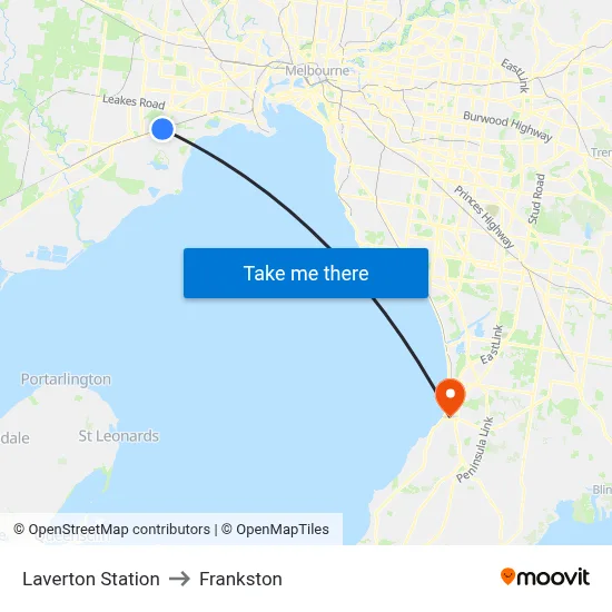 Laverton Station to Frankston map
