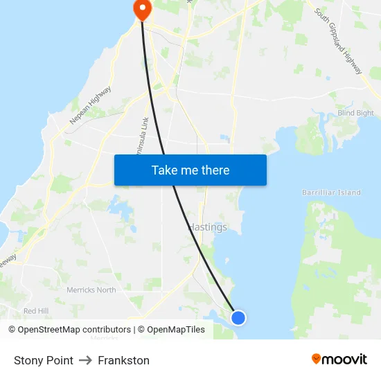 Stony Point to Frankston map