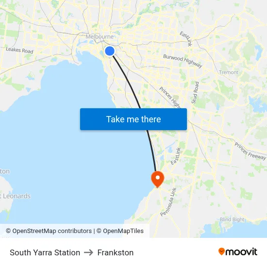 South Yarra Station to Frankston map