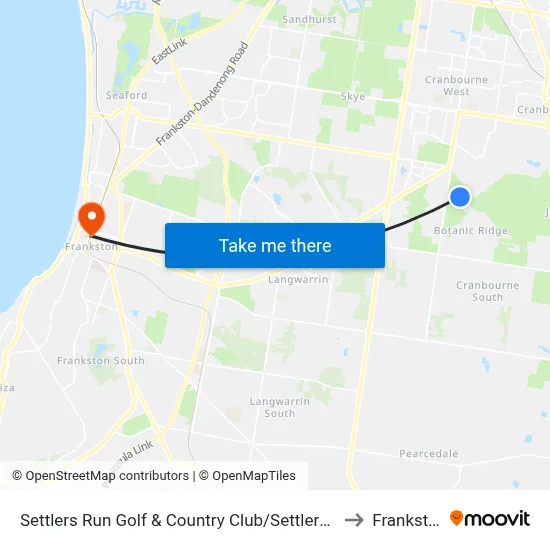Settlers Run Golf & Country Club/Settlers Run to Frankston map