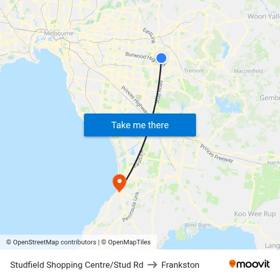 Studfield Shopping Centre/Stud Rd to Frankston map