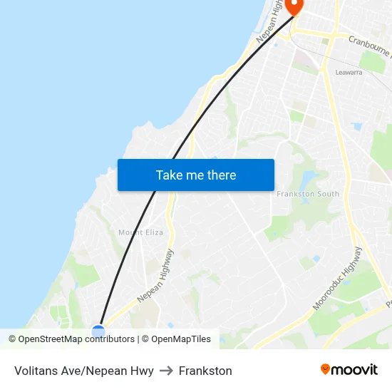 Volitans Ave/Nepean Hwy to Frankston map