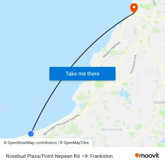 Rosebud Plaza/Point Nepean Rd to Frankston map