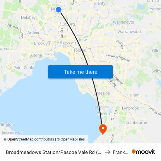 Broadmeadows Station/Pascoe Vale Rd (Broadmeadows) to Frankston map