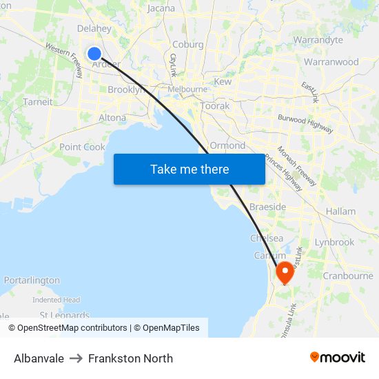 Albanvale to Frankston North map