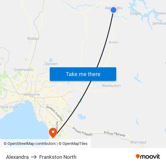 Alexandra to Frankston North map
