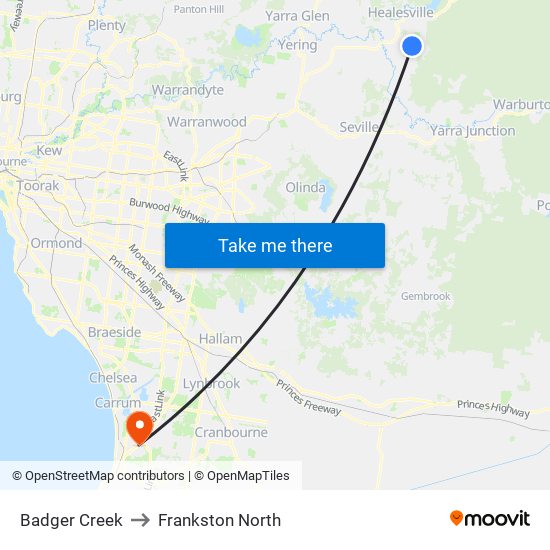 Badger Creek to Frankston North map