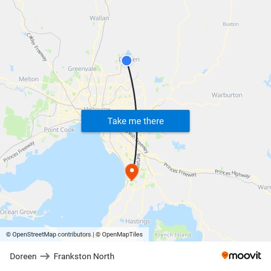 Doreen to Frankston North map