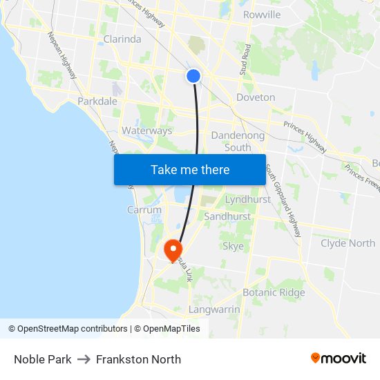 Noble Park to Frankston North map