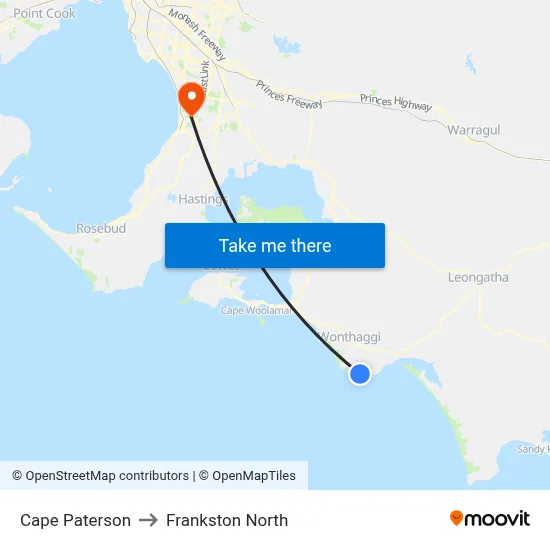 Cape Paterson to Frankston North map