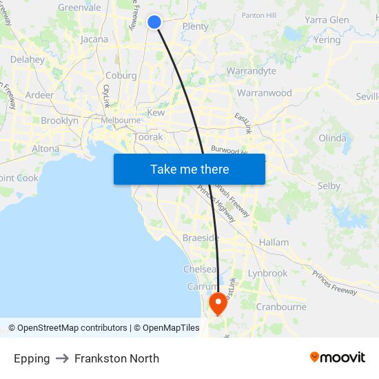 Epping to Frankston North map
