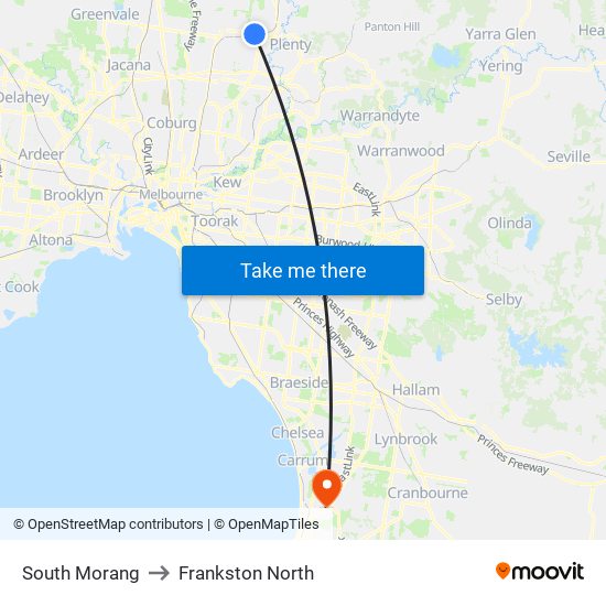 South Morang to Frankston North map