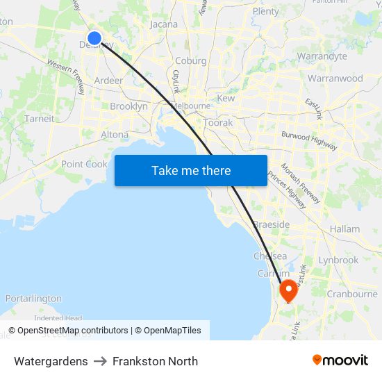 Watergardens to Frankston North map