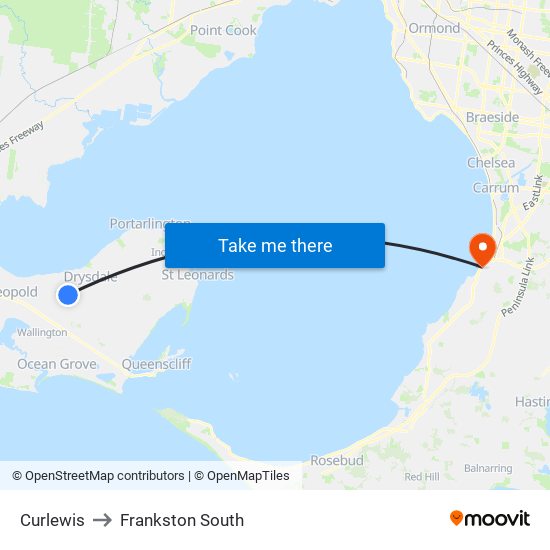 Curlewis to Frankston South map