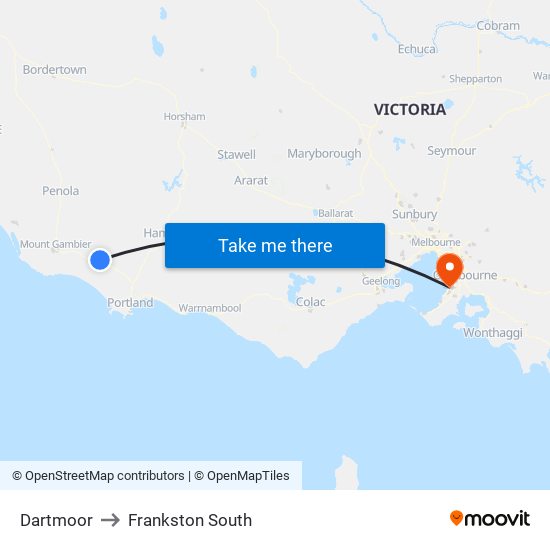 Dartmoor to Frankston South map