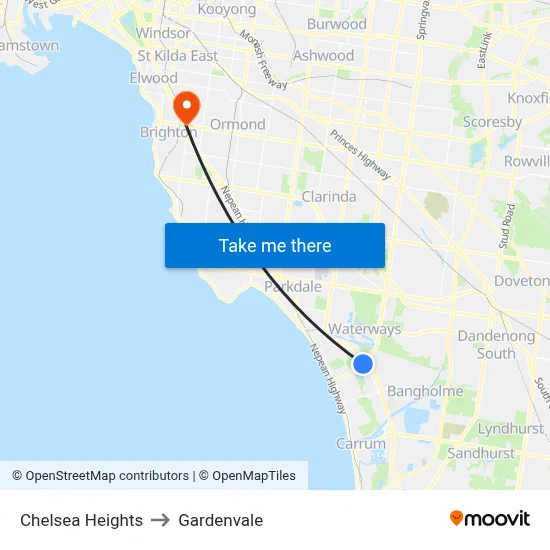 Chelsea Heights to Gardenvale map