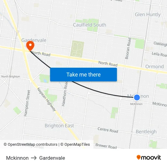 Mckinnon to Gardenvale map