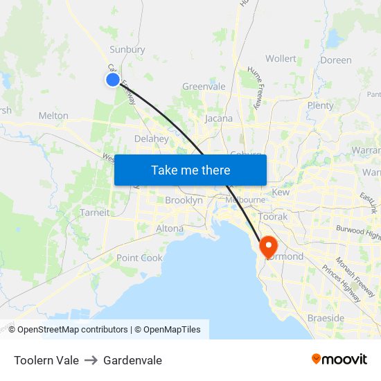 Toolern Vale to Gardenvale map