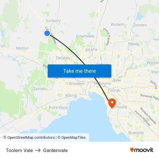 Toolern Vale to Gardenvale map