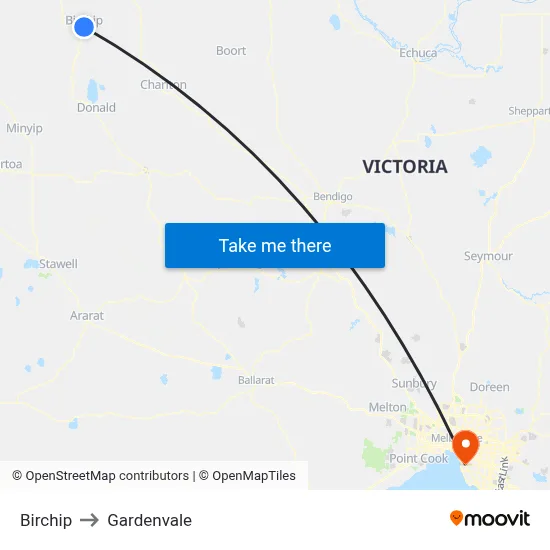 Birchip to Gardenvale map