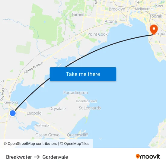 Breakwater to Gardenvale map