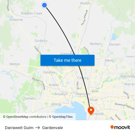 Darraweit Guim to Gardenvale map