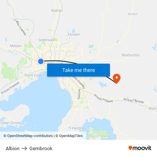 Albion to Gembrook map