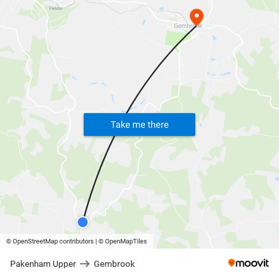 Pakenham Upper to Gembrook map