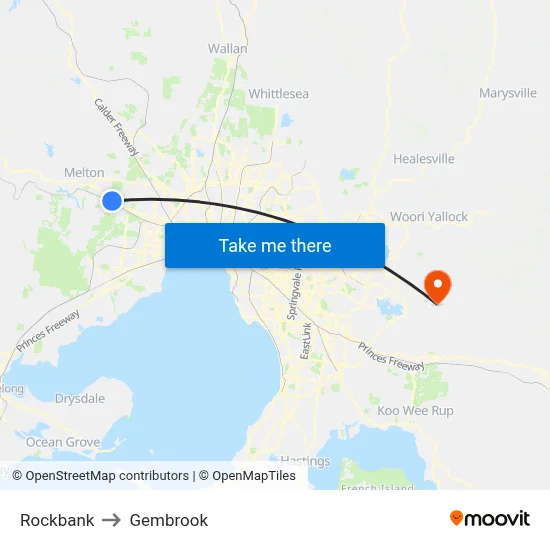 Rockbank to Gembrook map