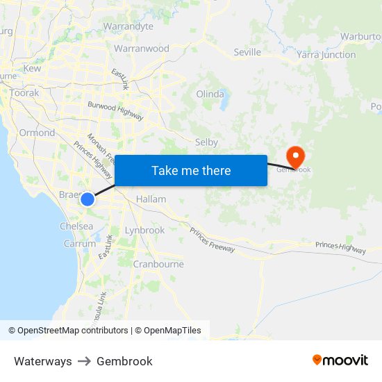 Waterways to Gembrook map