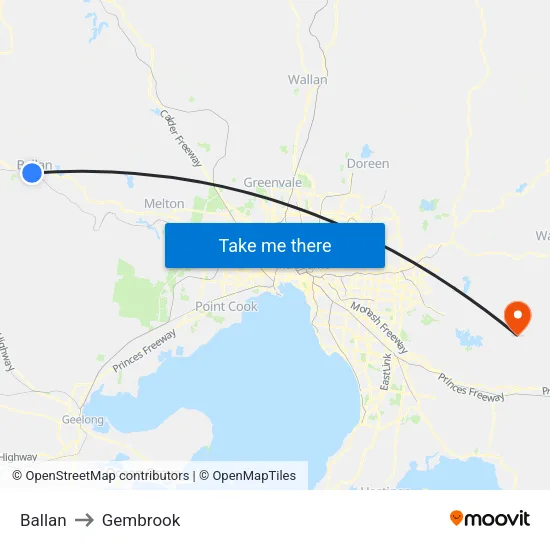 Ballan to Gembrook map