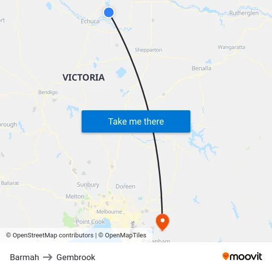Barmah to Gembrook map