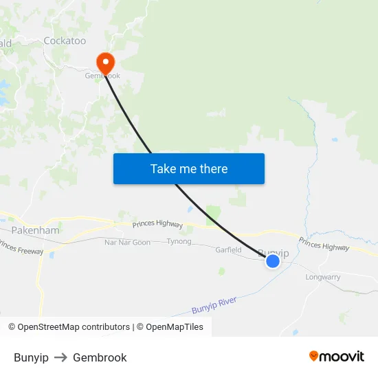 Bunyip to Gembrook map
