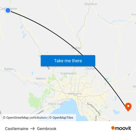 Castlemaine to Gembrook map