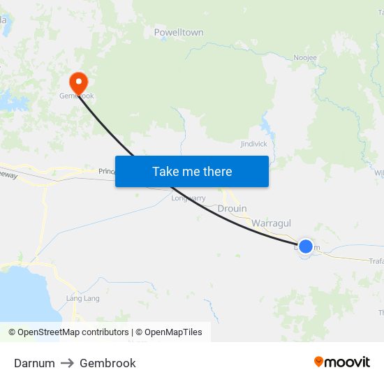 Darnum to Gembrook map