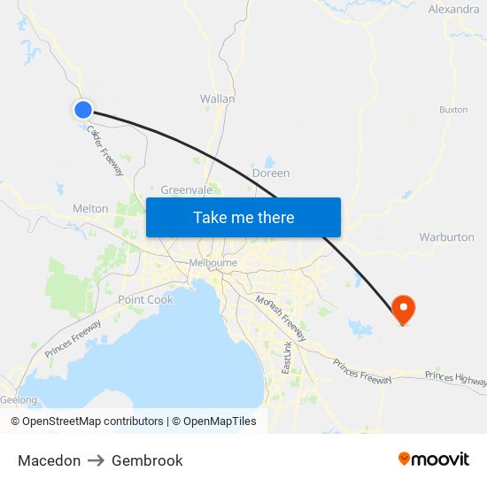 Macedon to Gembrook map