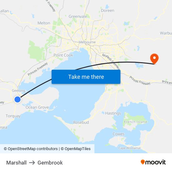 Marshall to Gembrook map