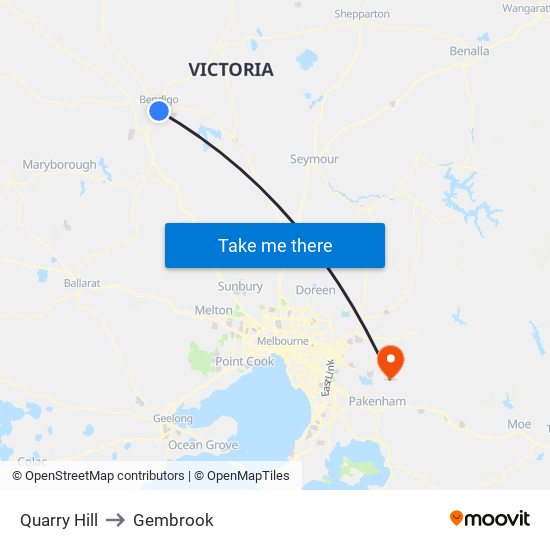 Quarry Hill to Gembrook map