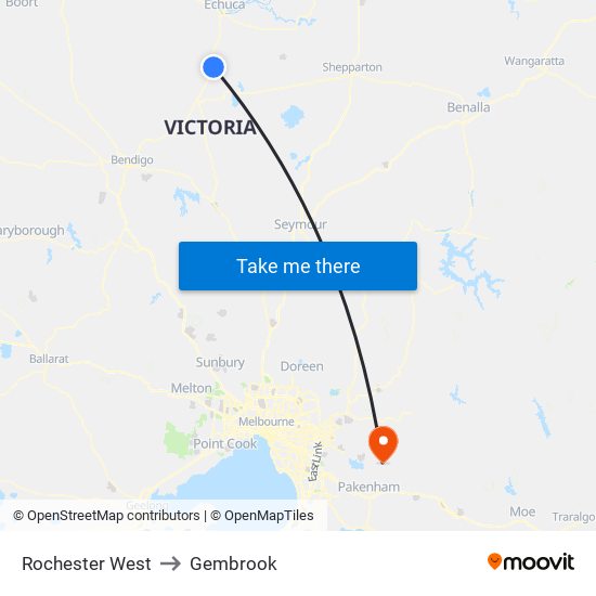 Rochester West to Gembrook map