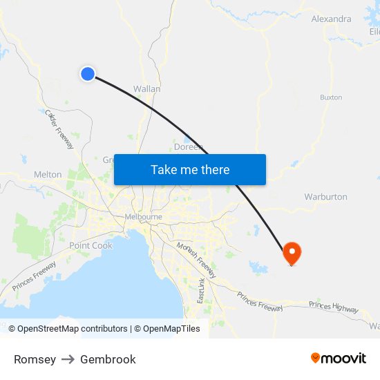 Romsey to Gembrook map